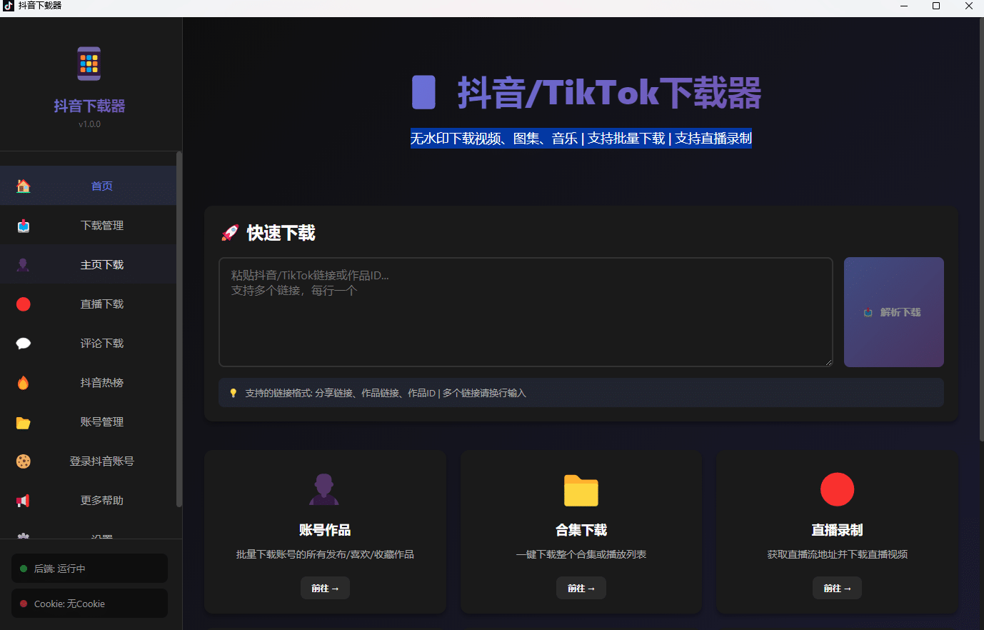 图片[2]-最新抖音/TIKTOK下载工具神器，无水印下载视频、图集、音乐 | 支持批量下载 | 支持直播录制-数字宝库